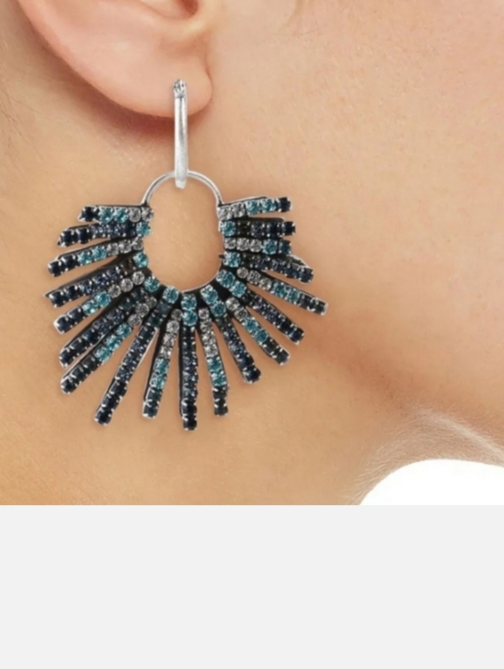 Dannijo Crystal & Oxidized Silver-tone  Drop Earrings, Blue, NWOT